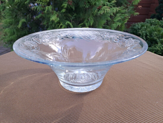 Lielā presēta stikla bļoda ar tulpēm un narcīsēm, d=25cm, h=10cm (Stikls sk 341)