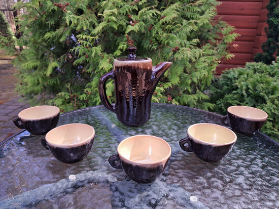 Keramikas kafijas servīze 5 personām, brūna un bēšā iekšā (Keram 185)