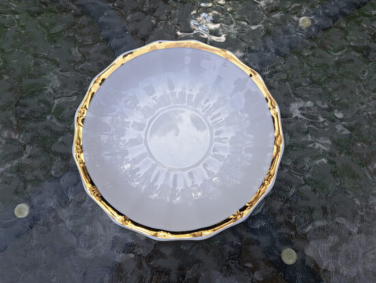 Brīnišķīgi tējas apakštase, plānsienu porcelāns, servīze nosaukums "Zelta lente", Verbilki. D = 14,5cm 