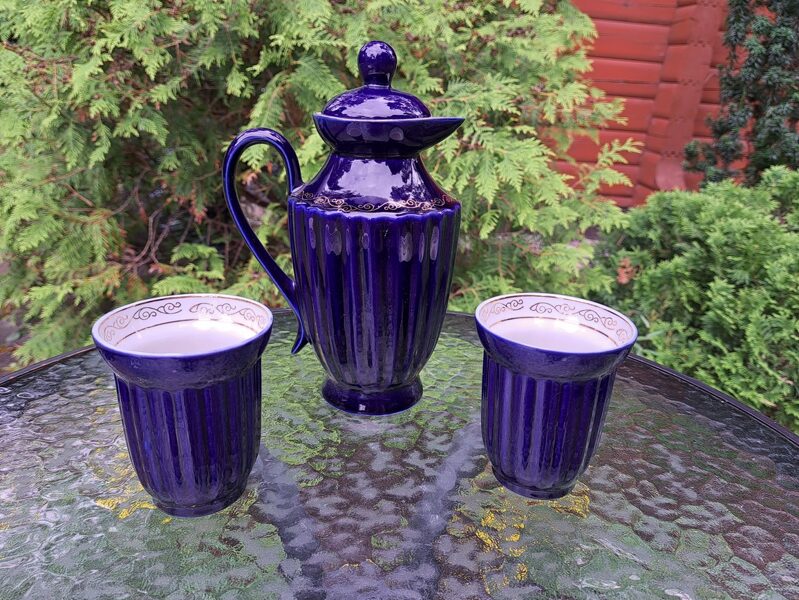 Kobalta sulas komplekts: sulas krūka ar vāciņu (1L) un 2 glāzes(250ml), Vozroždenie, Krievija (Citi rpt 65)