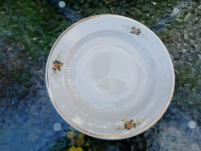 Kūku šķīvis, plānsienu servīze "Diāna" ar mazām puķītēm (Diāna 40)