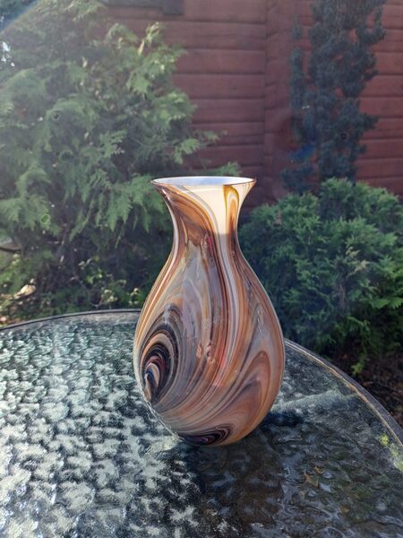 Skaista raiba stikla vāze "Siriuss" Nr.1 ražotājs "Latvijas stikls", Komunārs (Stikla vāze 96)