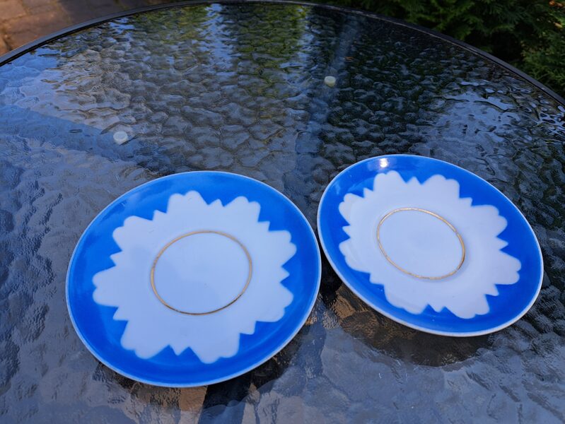 Tējas apakštases Rīga (no 60.-iem, d=14cm), zili  ar baltu, RPR (Rīga-60 66)