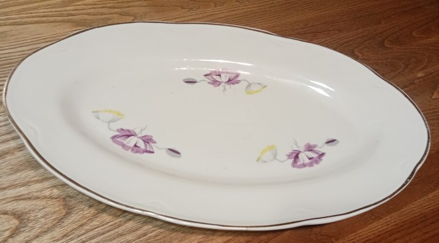 Garenais šķīvis no servīses ROKOKO ar violetām puķēm 36cm (Rokoko 23)