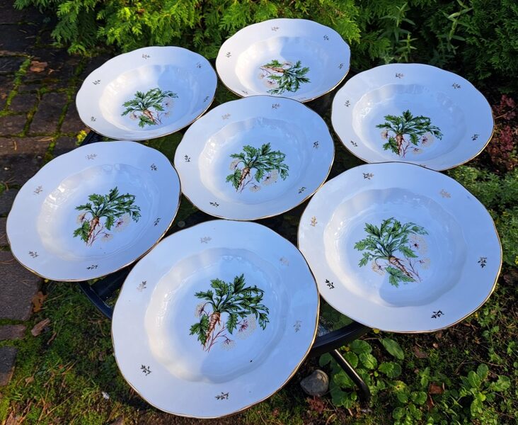 Zupas šķīvji, d=24cm ar pētersīļiem un zeltu, forma "Ārija", RPR (Ārija pusd 267)