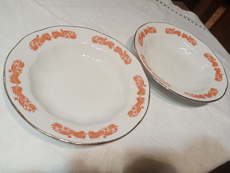 Šķīvji zupas ar oranžu dekolu un zeltu, diam.20cm (Ārija pusdienu 72)