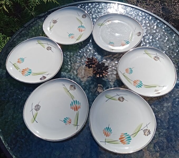 Kūku šķīvji ar retu un neparastu rokas gleznojumu, kafijas servīze "Stella" (Stella 32)