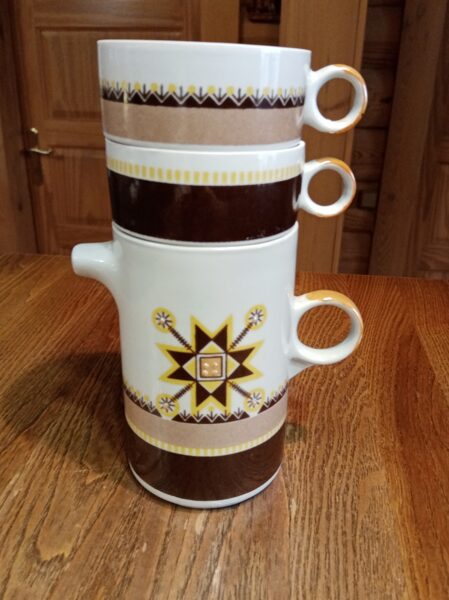 Mini kafijas servīze tautiskā stilā ar Auseklīti ar lustru (bez zelta) (Citi 51)