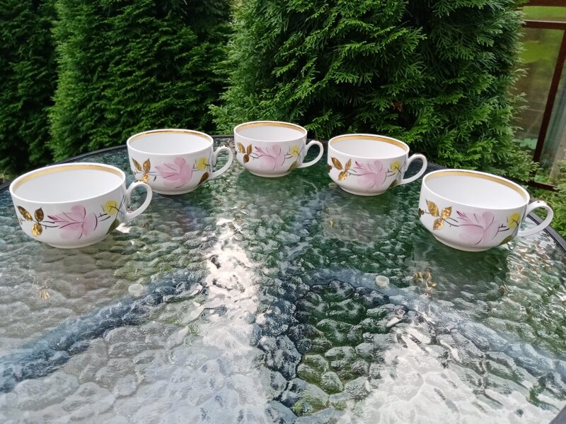 Tases,  servīze "Rīga" (no 60.-iem) ar burvīgu rokas gleznojumu (Rīga-60 20)