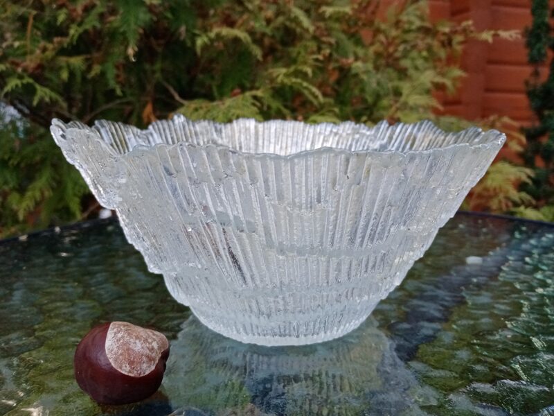 Vintāža bļoda "KAALI", Tarbeklaas (Igaunija) ar reljefa virsmu, 1986.-1987.ie gadi. Presēts stikls (Stikls sk 78)