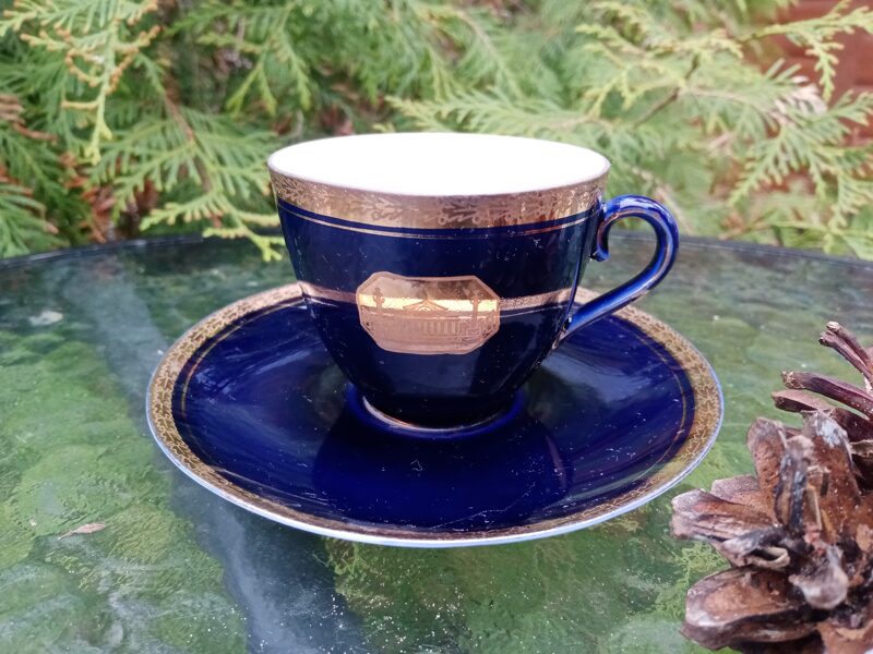 Brīnišķīgs kobalta kafijas pāris ar greznu zelta gleznojumu "Leningrad", LFZ (LFZ 21)