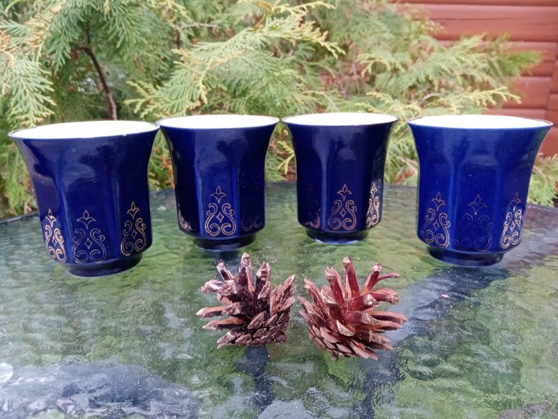 Komplekts - 4 kobalta porcelāna glāzes 220ml, Vozroždenije (Krievija) (Citi rpt 27)