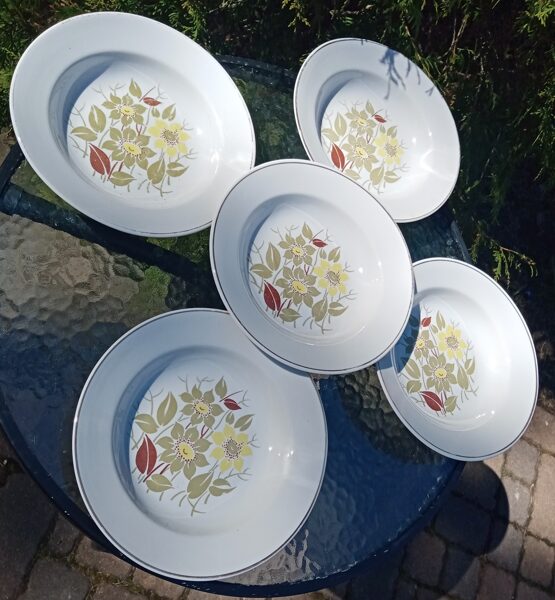 Zupas šķīvji ar taisnu malu un haki puķēm d=24cm, RPR (Citi pusd 55)