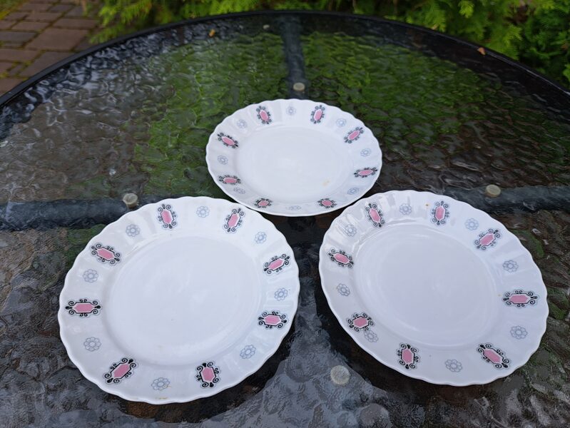 Kūku šķīvji, plānsienu kafijas servīze "Vita" ar klasisku rozā dekolu bez zelta, RPR (Vita 55)