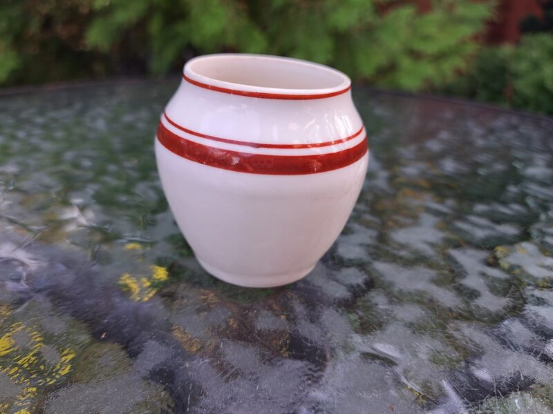 Sinepju trauks bez vāciņa, pusdienu trauks "ROKOKO" ar bordo svītrām, RPF (Rokoko 168)