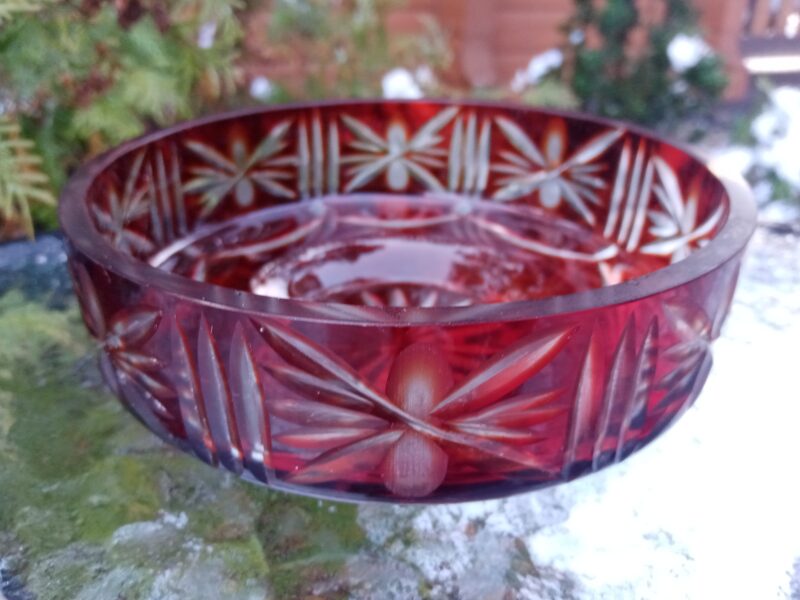 Būrvīga saldumu bļoda uz zemas kājas, diam.16cm, Iļģuciema stikla fabrika (Stikls sk 72)