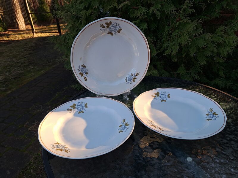 Otrā ēdiena šķīvji ar "ledus rozi" un bēšu apvilkumu, diam.24cm, RPR. Forma "Ārija", RPR (Ārija pusdienu 288)