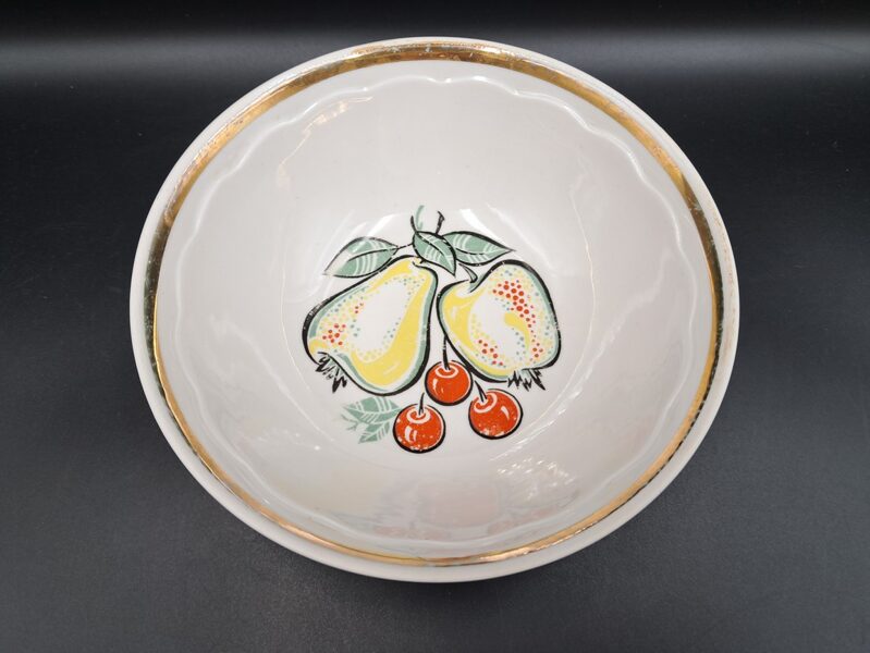 Lielā ievārijuma bļodiņa no komplekta (1+6), ar bumbieri, ķīršiem, āboliem un zeltu, RPR (Ārija tjas 120)