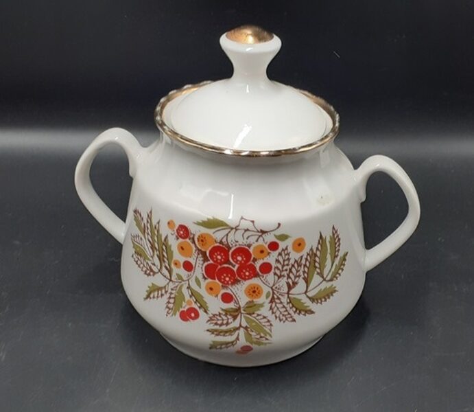 Cukurtrauks ar pīlādžogām ar vāciņu, tējas servīze "Māra", RPR (Māra tējas 193)