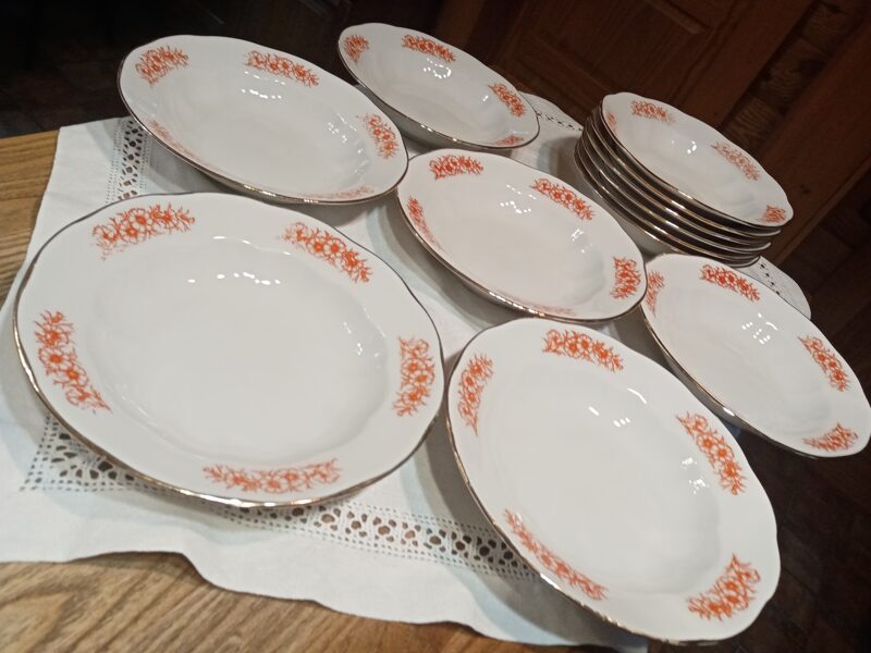 Šķīvji zupas ar oranžu dekolu un zeltu, diam.20cm (Ārija pusdienu 73)