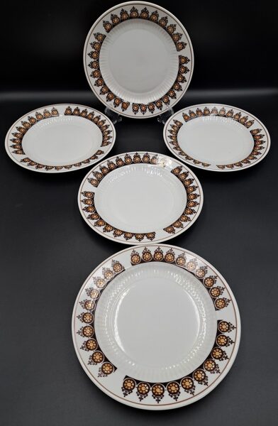 Kūku  šķīvji, tējas servīze "Diāna" ar brūnu dekolu un lustru (bez zelta), RPR (Diāna 80)