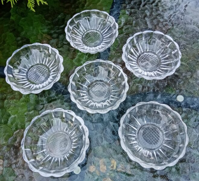 Izsmalcināts caurspīdīga stikla ievārījuma komplekts 6 personām (Stikls sk 65)