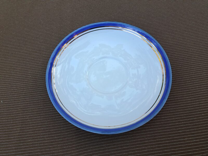 Eleganta apakštase balta ar zilu ar zeltu malu, tējas servīze "Ārija", RPR (Ārija tējas 172)