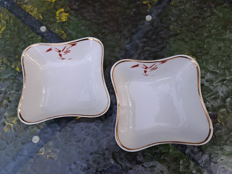 Bļodiņas kantaina baltas ar putnu un zelta malu, PFF (Citi pusd 159)