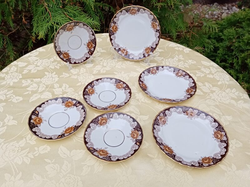 Kūku šķīvji,  servīze "VITA" ar dzeltenu rozi (Vita 13)