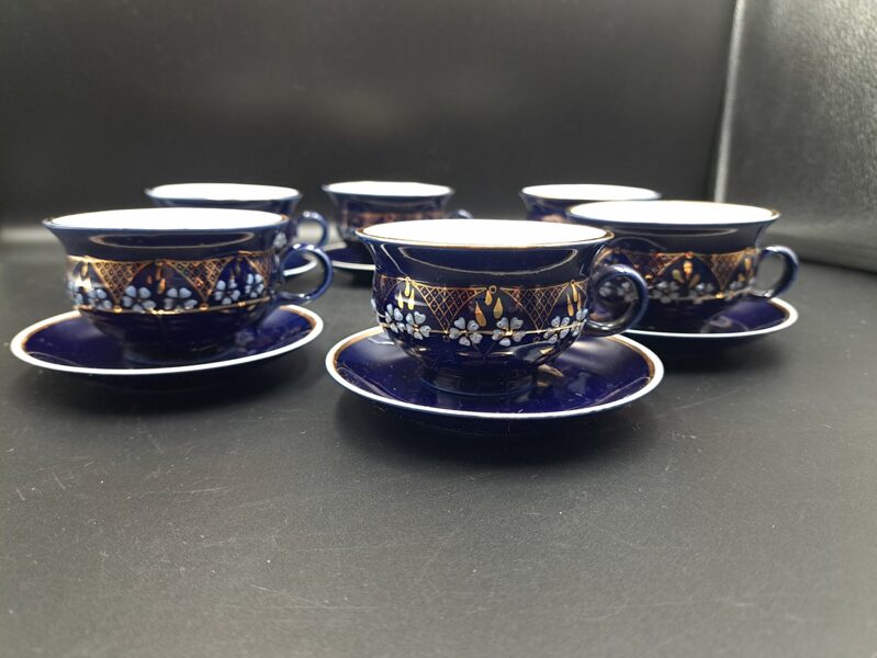 Kafijas pāru 6 personām komplekts, kobalts zelts, Vozroždenie (Krievija). Tilpums ir 125m (Citi rpt 114)