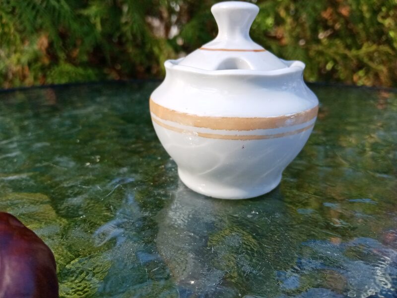 Sinepju trauks, pusdienu servīze "Ārija", balts ar gaiši brūnu lustru (Ārija pusdienu 106)