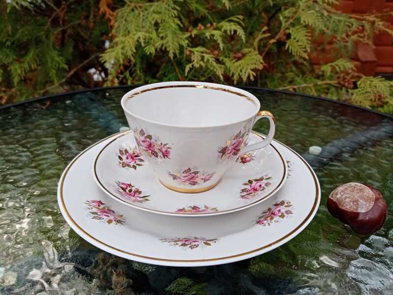 Tējas trio no "Sigulda" ar rozā pušķiem, RPR (Sigulda 21)