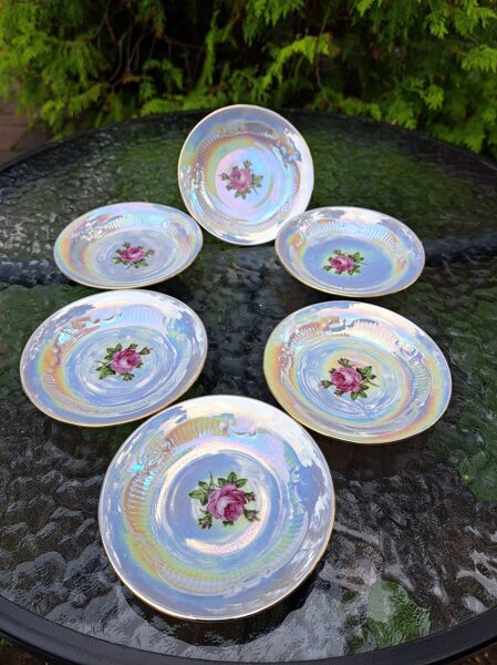 Grezns ievārījumu bļodiņu komplekts 6 personām, lustrēta ar rozītēm, Ražotājs - Koldiz (Vācija 59)