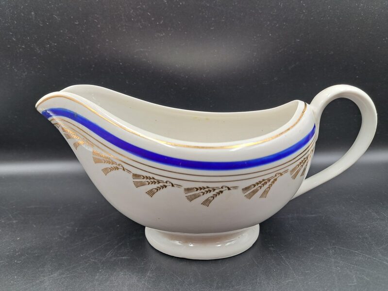 Mērces trauks ar zilu malu un zelta vārpām, servīze "Gludā", PFF (Gludā 103)