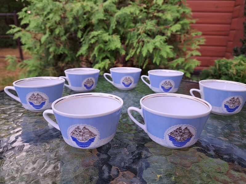 Krūzītes no kafijas servīzes "Vasara" ar kuģīti, RPR (Vasara 57)