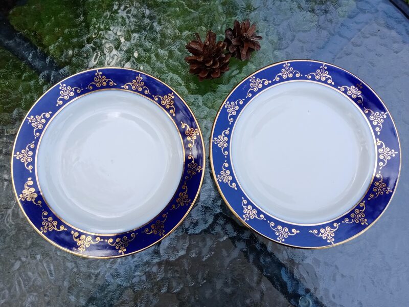 Šķīvji kūkas, d=17cm ar kobaltu un zeltu, RPR (Citi pusd 80)