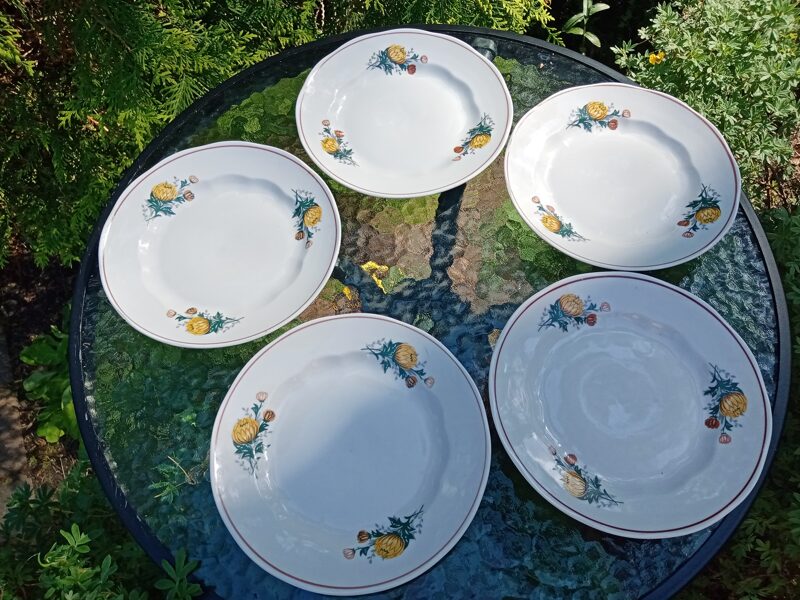 Salātu šķīvji d=20cm, pusdienu servīze "Ārija" ar dzeltenām asterēm (Ārija pusdienu 147)