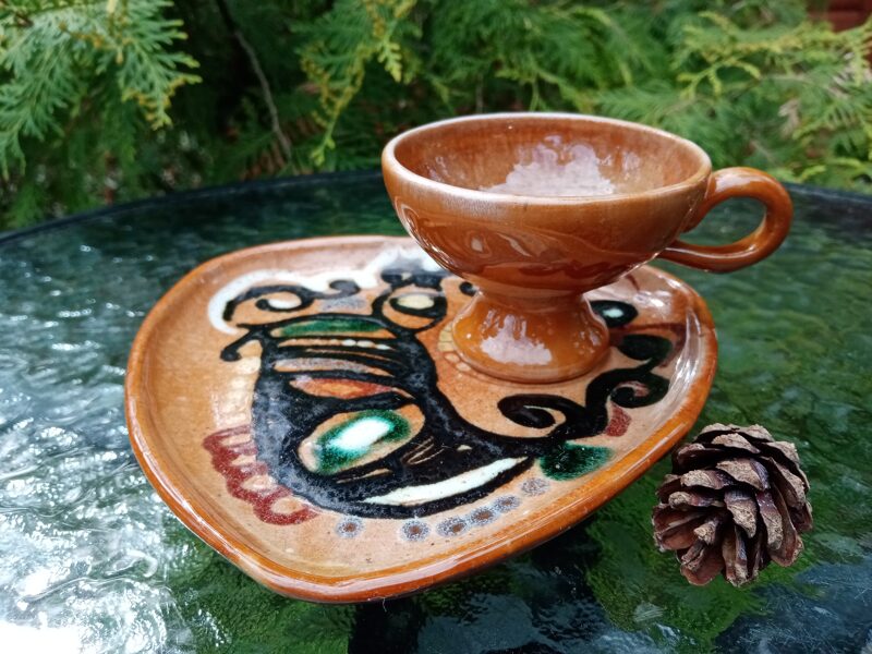 Vintāžs keramikas kafijas pāris. Interesanta un neparasta forma (Keram 25)