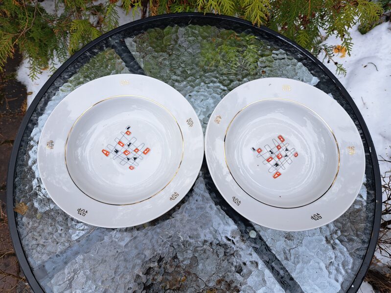 Šķīvji zupas PFF ar rūtainu dekolu. Diam.24cm (Citi pusd 137)