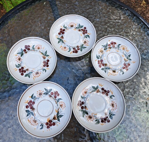 Apakštases, skaista tējas servīze "Viktorija" ar ogām un tumši brūnu apvilkumu, RPR (Viktorija t 74)