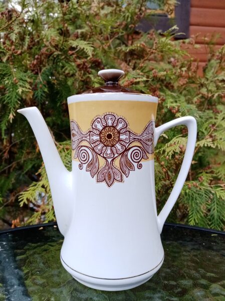 Kafijas kanna, kafijas servīze "Vasara" ar bešu un brūnu dekolu (Vasara 48)