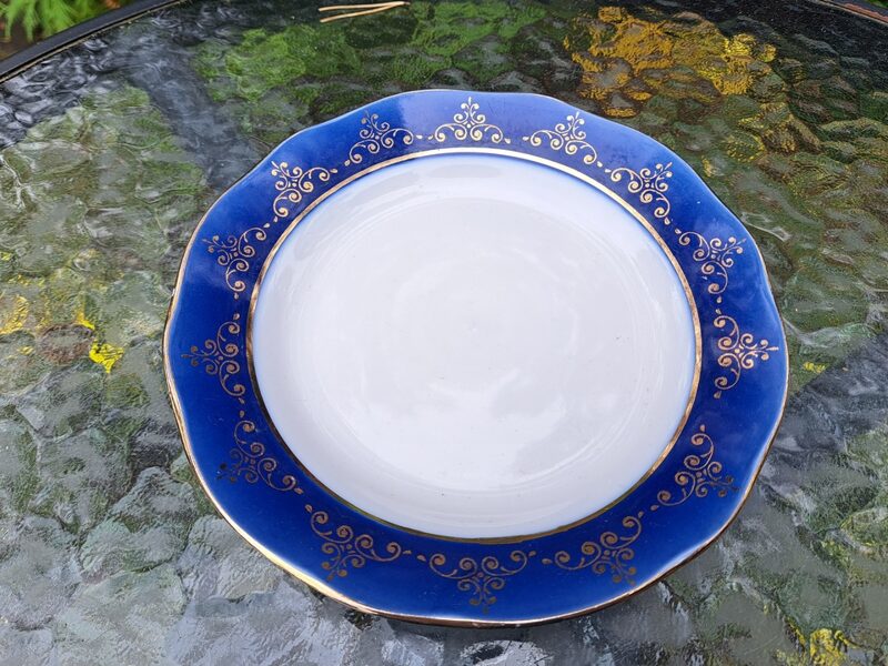 Šķīvis maizes, d=17cm ar kobaltu un zeltu, viļņaina mala, RPR (Citi pusd 255)