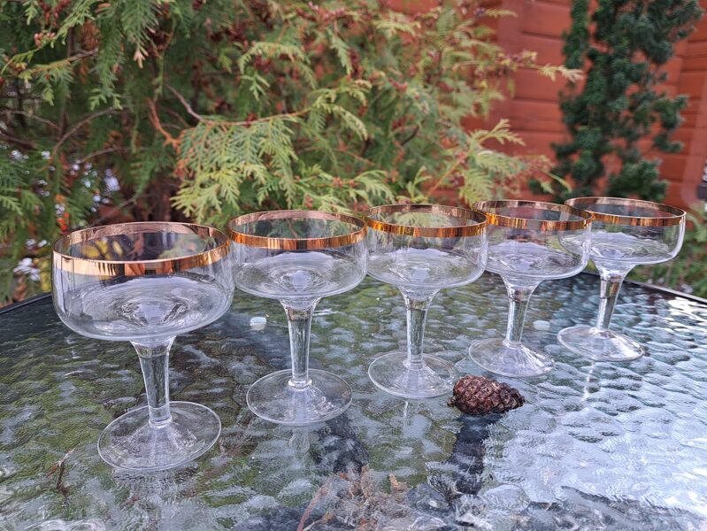 Stikla degvīna glāzīšu ar zeta maliņu komplekts  "Diplomāts" (kompl. 5 personām), Līvīanu SF (Stikla gl 62)