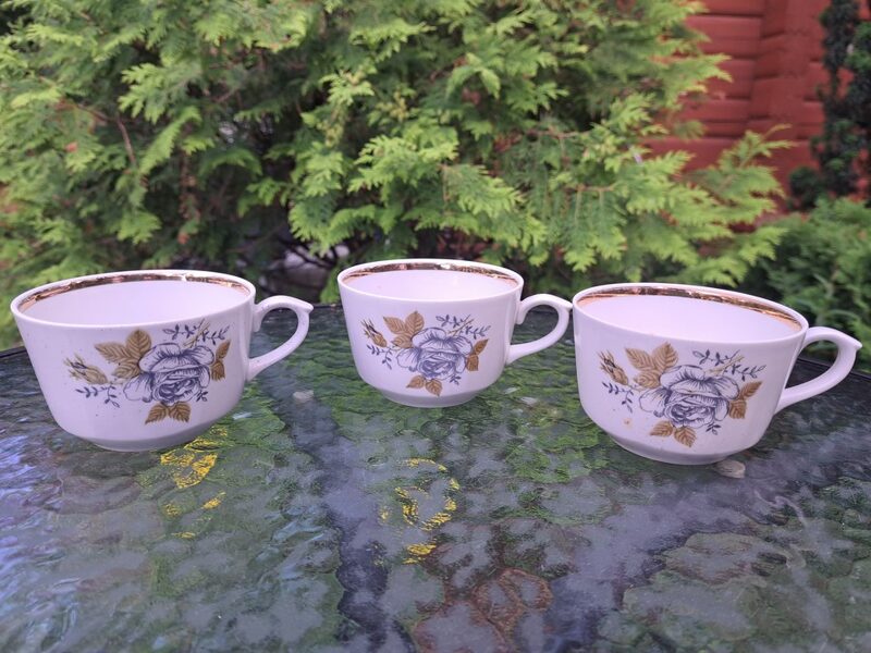 Krūzītes, servīze "Karīna" ar "Ledus rozi" un zeltu, RPR (Karīna 134)