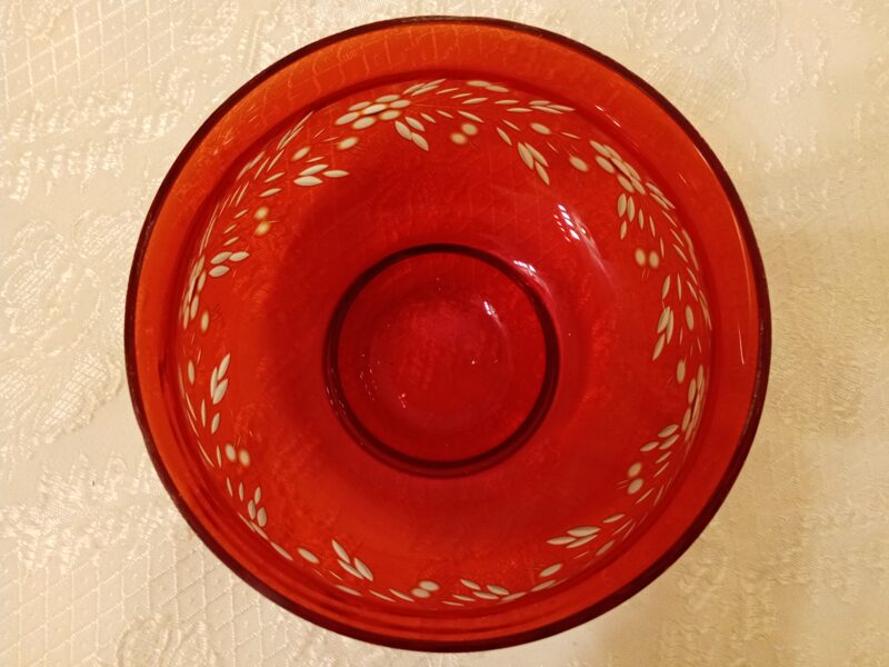 Grezna sarkana kristāla (skān, kā kristāls) augļu bļoda (Kristāls sk 07)