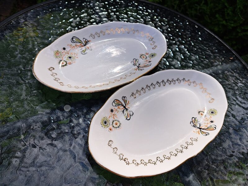 Garenais šķīvis ar bešā-melnu dekolu, pusdienu servīze "Vilnis", RPR. L= 27cm (Vilnis 119)