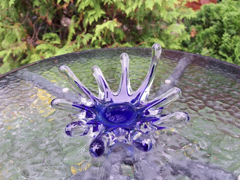 Augļu bļodiņa mazā "Medūza", Suvenīru Suhumas fabrika. D=19cm, h=9cm (Stikls sk 129)