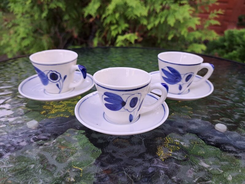 Leļļu vai mokka kafijas komplekts 3 personām: 3 duo ar kobalta gleznojumu (Citi rpt 76)