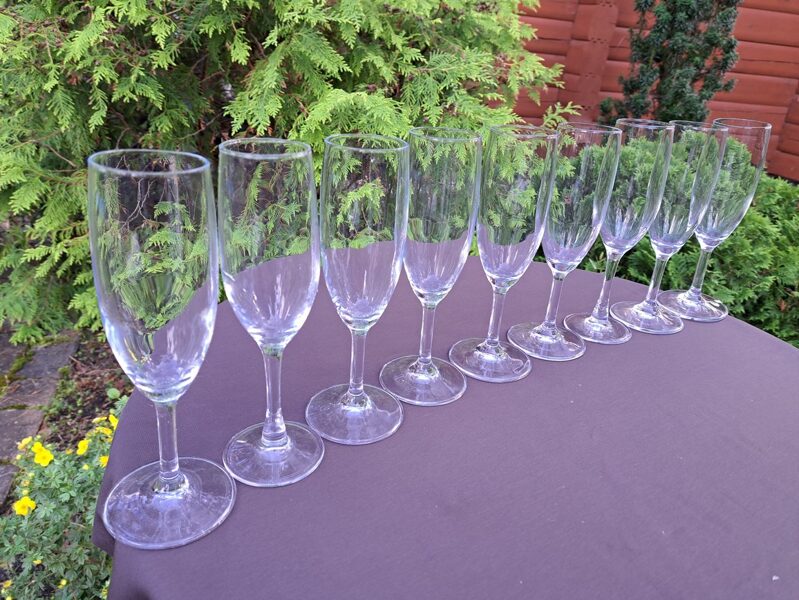 Šampanieša glāzīšu komplekts 9 personām. Mūsdienīgs izstrādājums (Stikla gl 99)