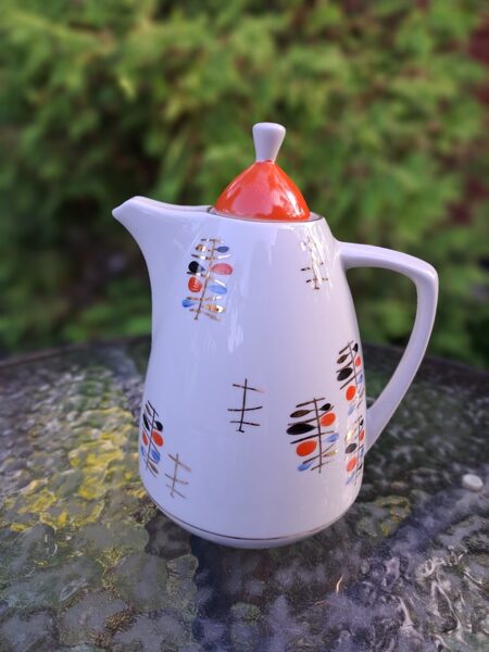 Kafijas kanna "Ausma" ar rokas gleznojumu (sarkana, melna, zila krāsa ar zeltu) (Ausma 23)